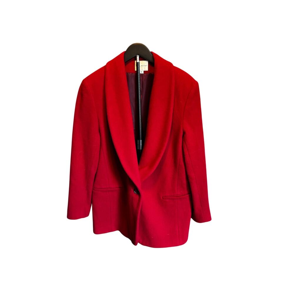 Vintage Field Manor Red Wool Blazer Jacket Sz 14 EUC 80s 90s Shawl Collar Power